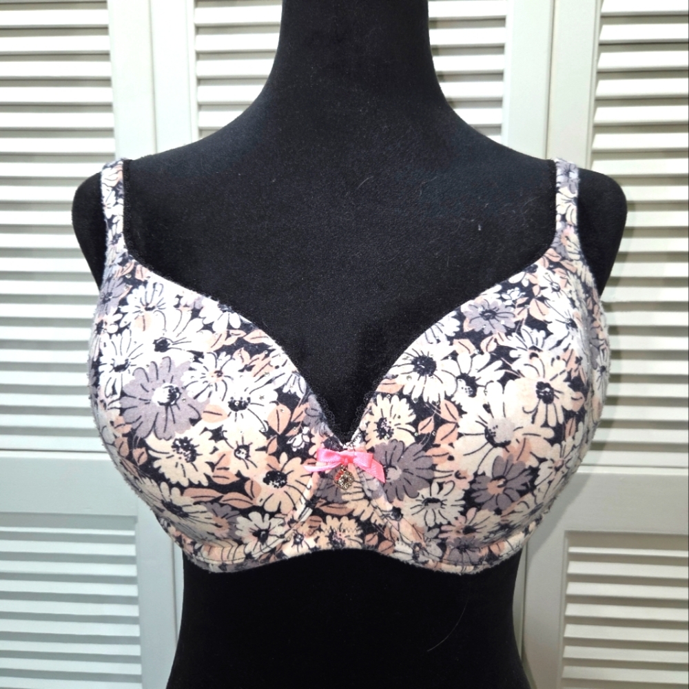 Victoria's Secret Floral Bra - Black and Pink 36D